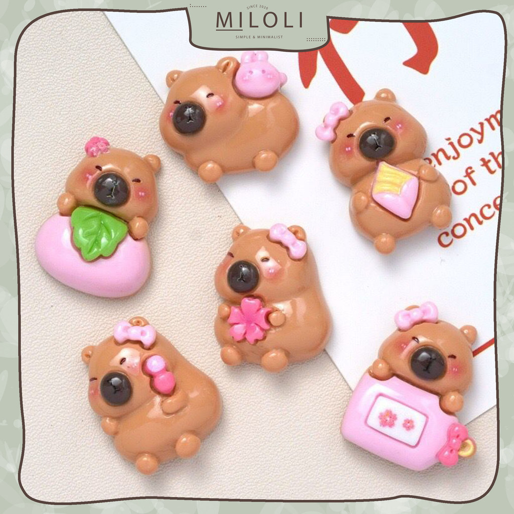 

[MILOLI] 1Pcs MINI CUTE CAPYBARA Stiker Glossy Free Resin Aksesoris Hiasan - B0489