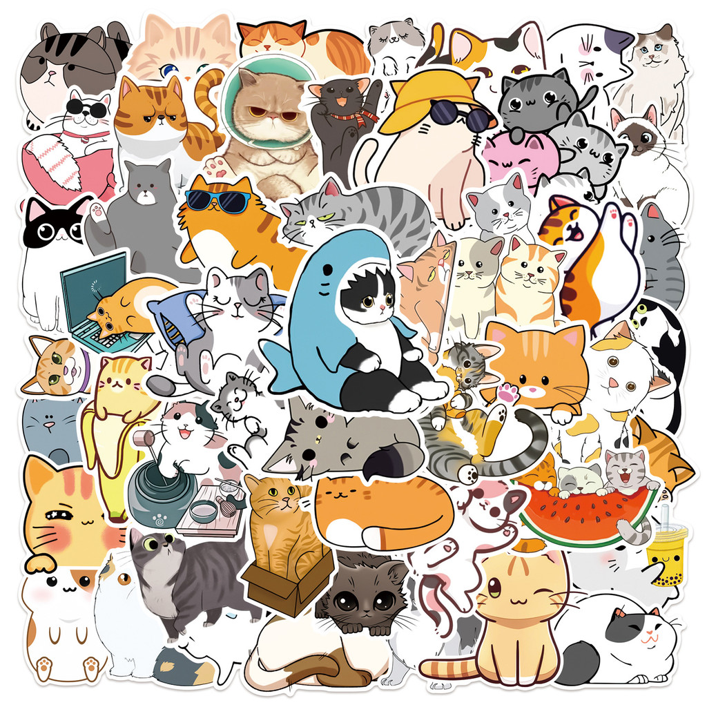 

10/25/50pcs Cute Cartoon Cat Stickers Graffiti for DIY Waterproof Scrapbook Stationery Travel Luggage Water Bottle Phone Laptop