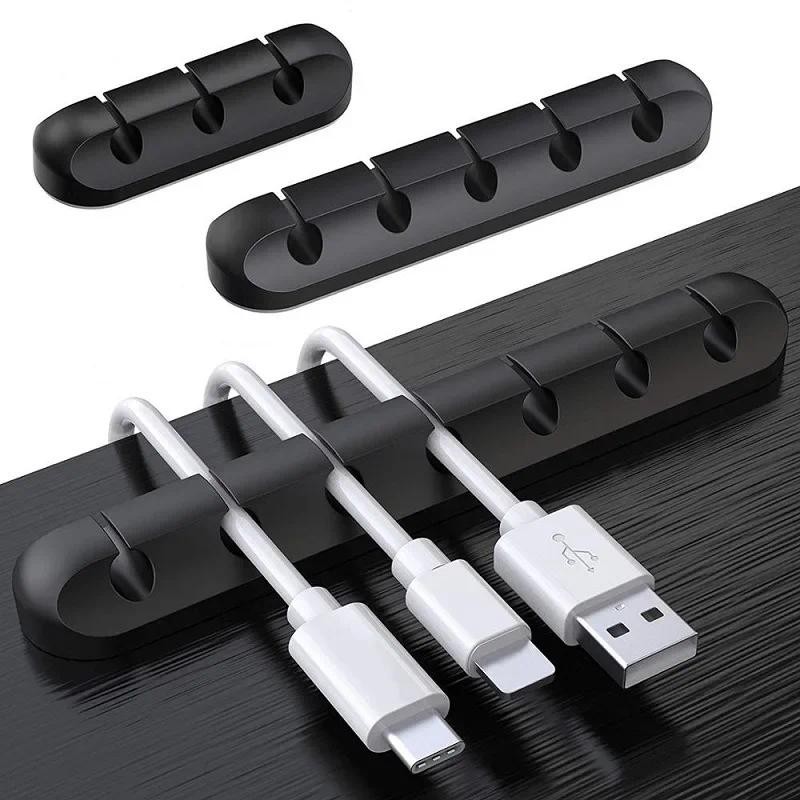 

3/5/7 Clips Adhesive Silicone Cable Winder Desktop Wire Wrapped Cord Earphone Cable Holder Desk Organizer Office Supplies