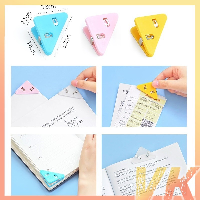 

[ MJA ] Paper Clip Segitiga Warna-Warni Klip Sudut Penjepit Buku Akrilik Penjepit Kertas Binder Plastik Clips Book & Paper Corner Perlengkapan Kantor Sekolah Import