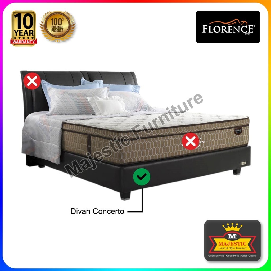 Divan Florence Concerto - 100/120/160/180/200 - Jogja (Tinggi Divan 23 cm, Tinggi Kaki 10 cm)