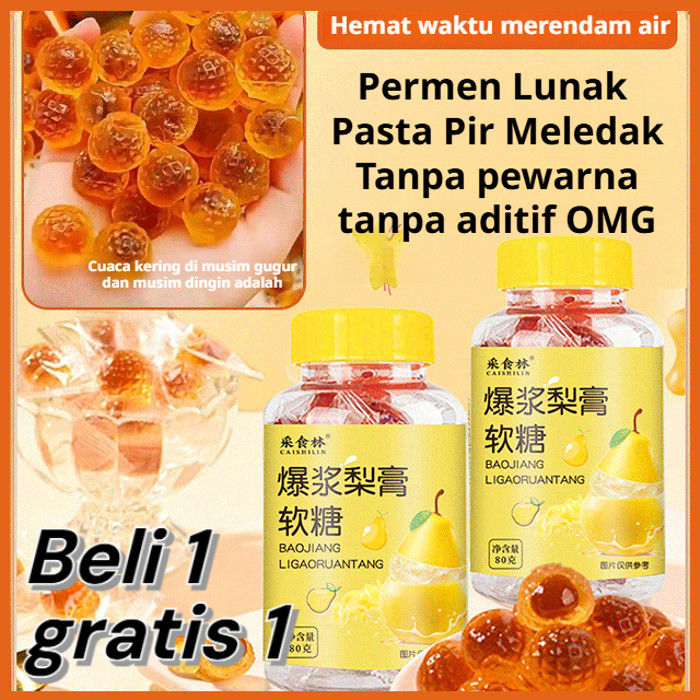 

[Beli 1 gratis 2/100% Alsa]Crystal Candy/Permen Rasa Mint Paru-Paru/Permen Karet Tenggorokan Pasta Pir/Pir Jeli Lunak Aneka Rasa Gummy Fruit Jelly/gummy alami/PERMEN RASA MINT PARU-PARU