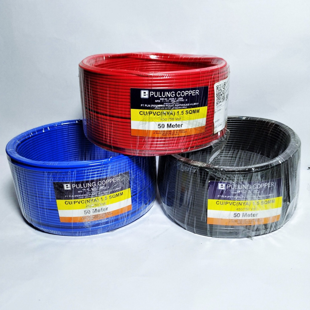 READY PULUNG COPPER Kabel Listrik Engkel/Kabel Tunggal NYA 1x1,5 25Meter / Kabel NYA ENGKEL 1,5mm 50