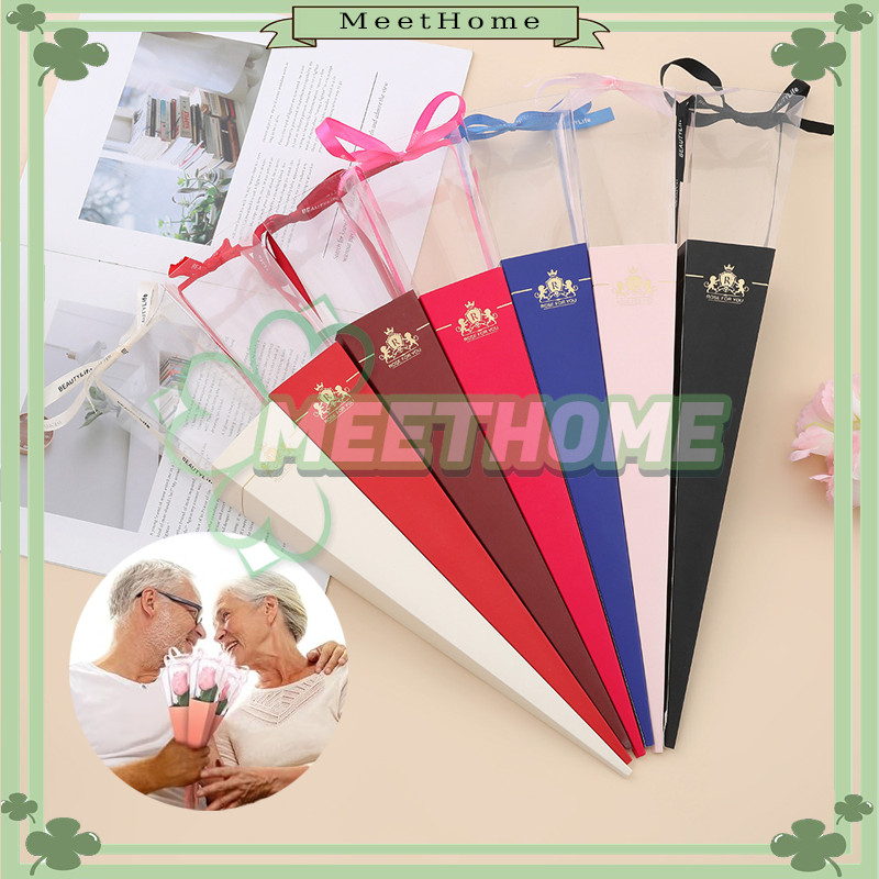 

Hiasan Hadiah Bunga Kristal Mawar Indah / Single Rose Flower In Box Cone / Flower Wrap Wrapping Box Buket Bunga Mawar