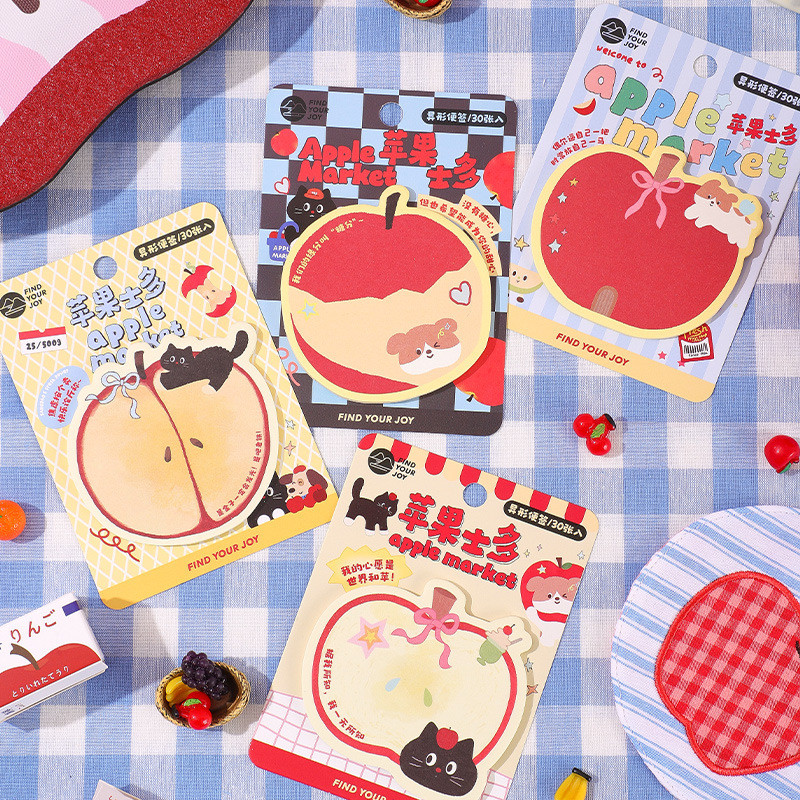 

30 Sheets Apple Shaped Sticky Notes Notepad Self Stick Note Pad Funny Sticky Notepad Appreciation Gifts For School Home Use