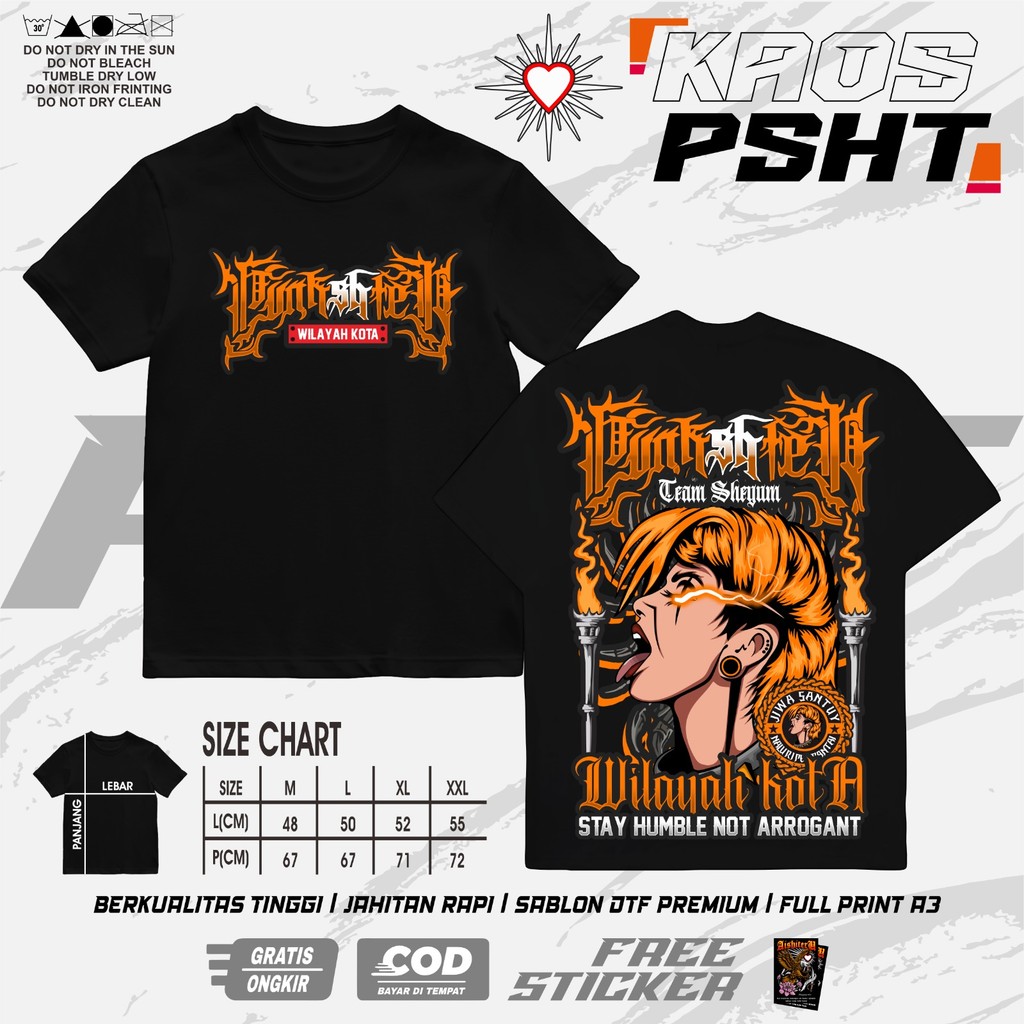 Kaos PSHT Punkshter Wilayah Kota Stay Humble Not Arrogant Desain Terbaru Bahan Katun