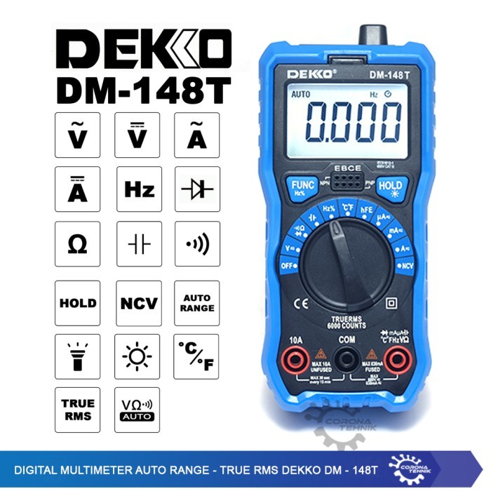Digital Multimeter Auto Range - True RMS - Dekko DM-148T