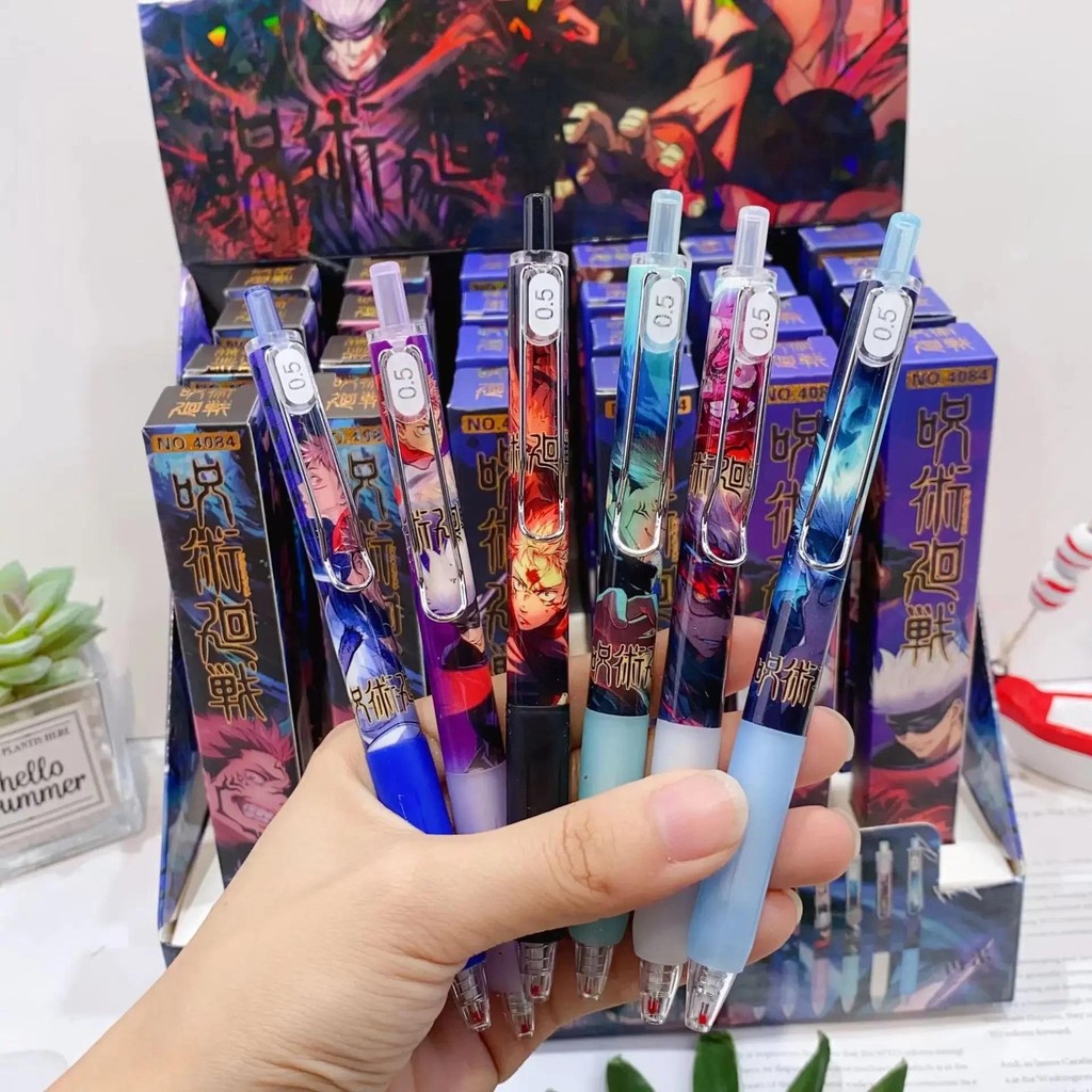 

Random 6 Pcs Cute Anime Gel Pen Cartoon ballpoint pen Kawaii Stationary Supplies Back To School birthday gift