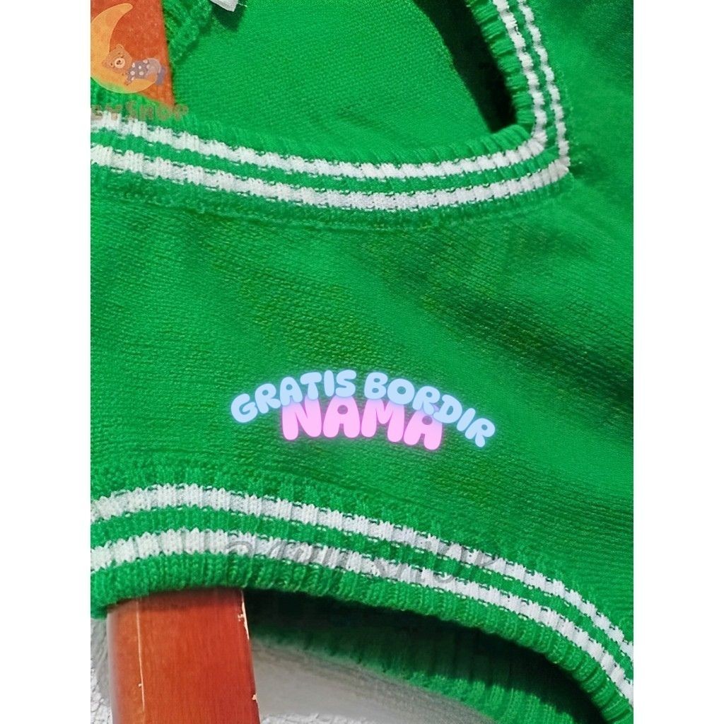 VBAR88 vest rompi rajut knit list korea bahan tebal premium seragam sekolah SMP SMA kantor unisex mu