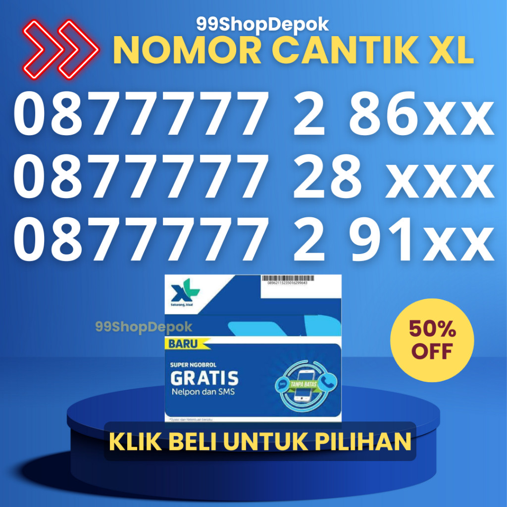 Nomor Cantik XL Kode 88.5 - Nomer Cantik XL 77777 Kartu Perdana XL 4g Nomor Cantik XL 77777 Nomor Ca