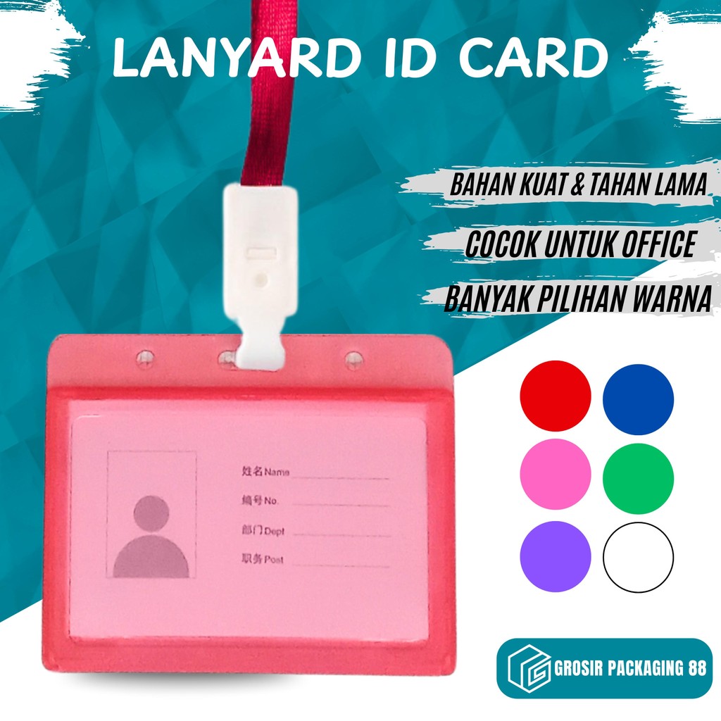 

Name Tag Lanyard Id Card Gantungan Kartu Nama Vertikal Horizontal Transparan Warna Warni Pelindung Tanda Pengenal Gantung Potrait Landscape Tali