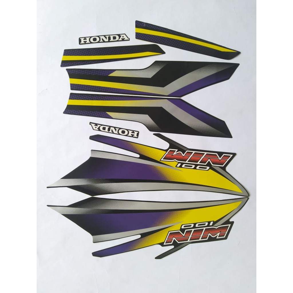 stiker striping honda win 100 2004 hitam ungu