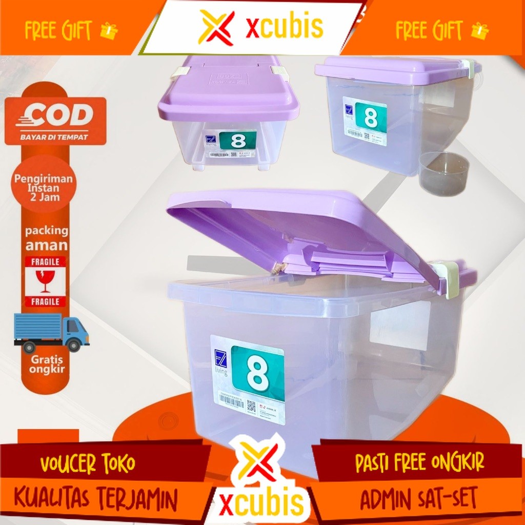 Box Container Ezy Plastik Cb 8 Liter Kontainer box Transparan Kotak Penyimpanan murah Serbaguna Ukur