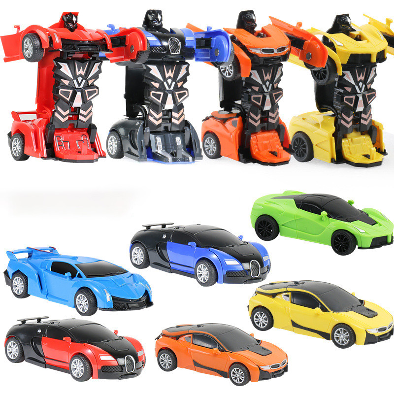 Transforming Vehicle Car Collision Impact Toys One Button Inertia Children Toys for Boys Bugatti Vey