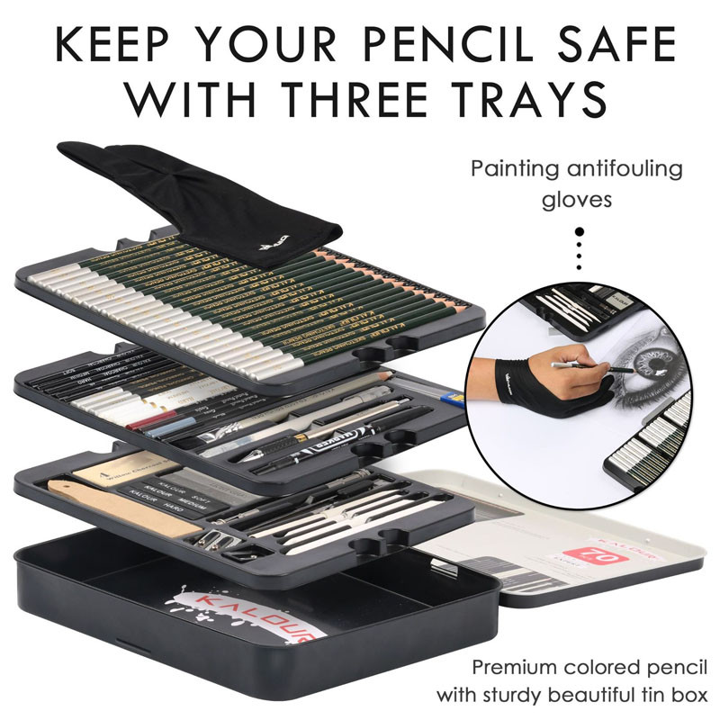 

Sketching Pencil Set 70/83pcs Professional Drawing Kit Ideal for Drawing Blending Shading Artist Supplies for Kids Teens Adults