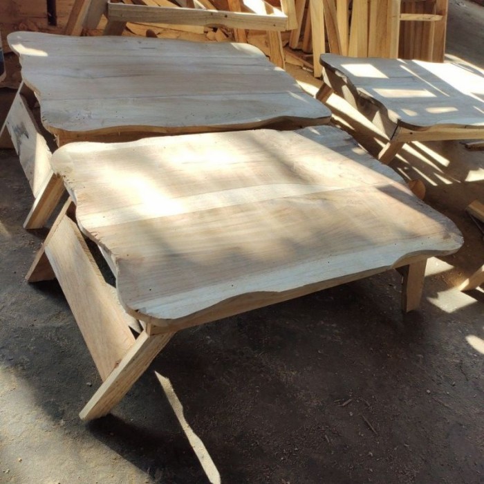 Dampar Kayu Jati Meja Lipat Kayu Jati 46 x 33 x 18 - Mentah Kasar