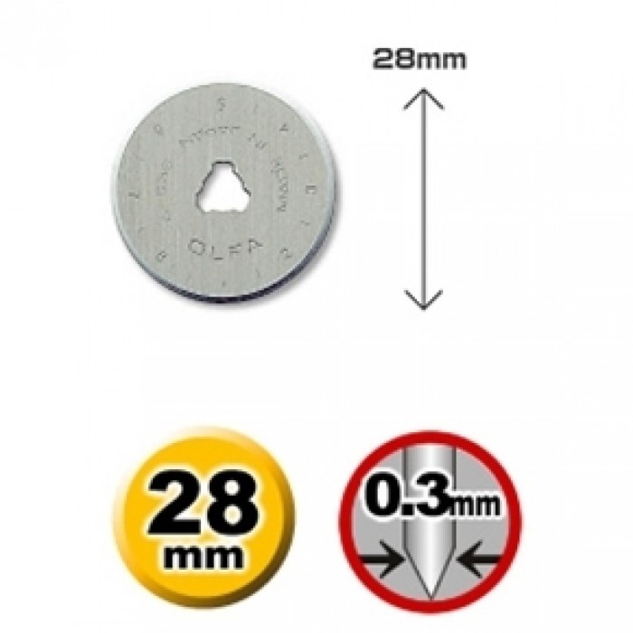 

Refill Rotary Cutter RB28-10 dia 28mm (10pcs / pack) Olfa Spare Blade
