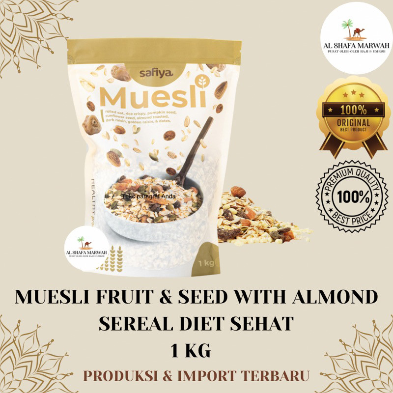 

Muesli Fruit & Seed With Almond 1 Kg Sereal Diet Sehat | Muesli Safiya | Muesli 1 Kg
