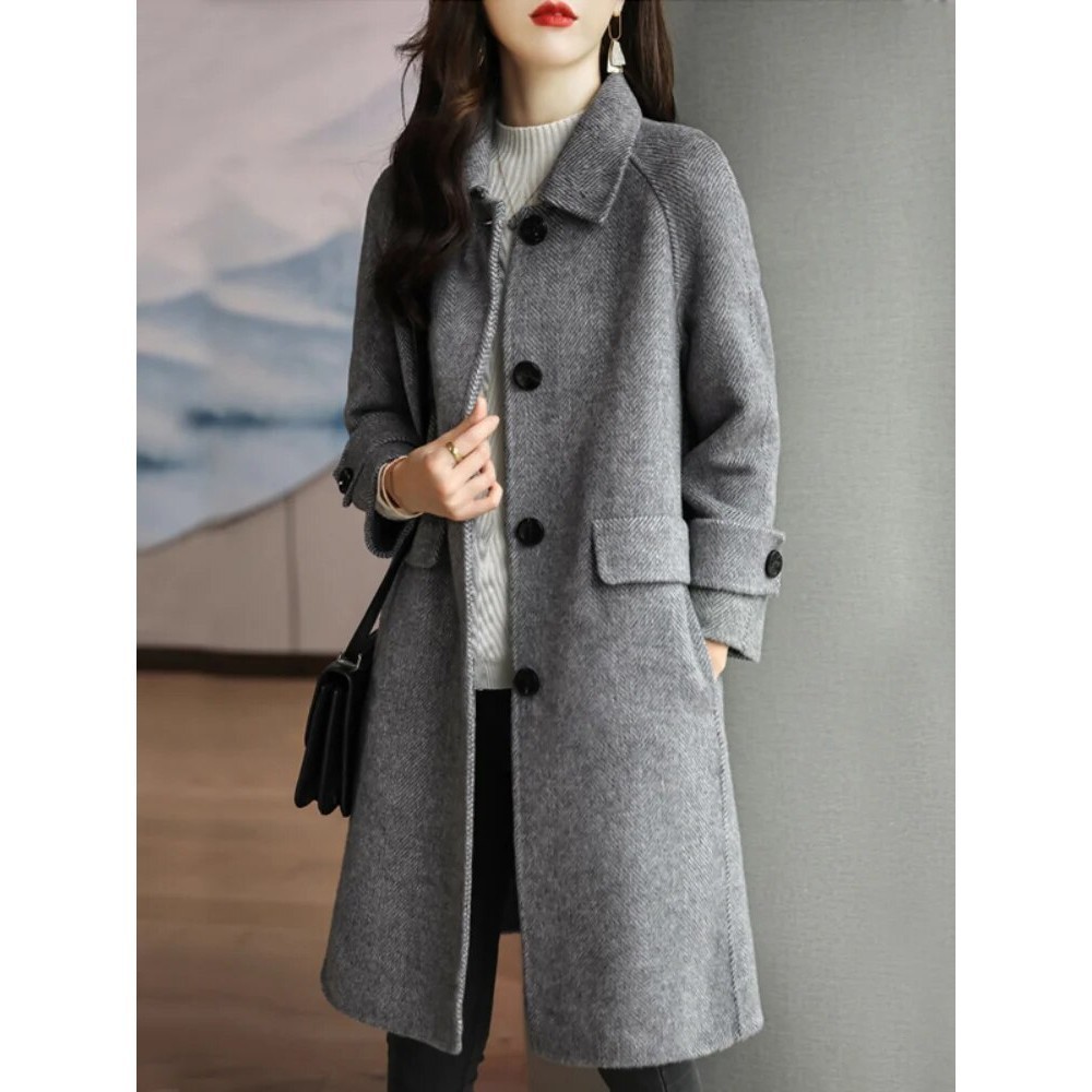 Jas Panjang Korea Style Wanita / Blazer Musim Dingin Fleece S-5XL Kekinian