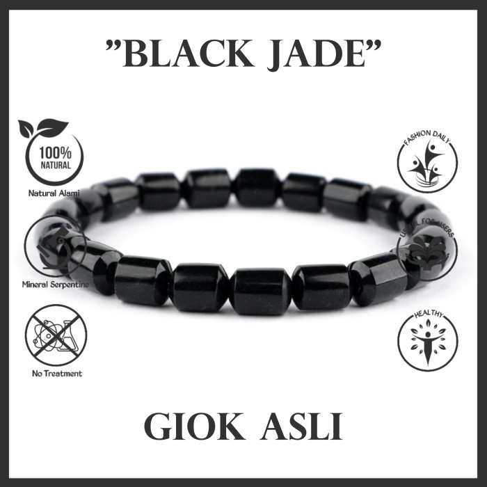 Gelang Batu Giok Hitam Kesehatan Asli Natural Black Jade