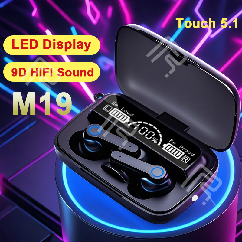 Headphone M19 5.1 Kompatibel dengan Headphone Nirkabel Bluetooth Earbud In-ear Tahan Air