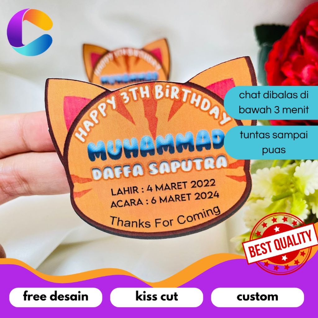 

Cetak INC Print Sticker Karakter Ulang Tahun Anak Stiker Label Hampers Ultah Free Design Birthday