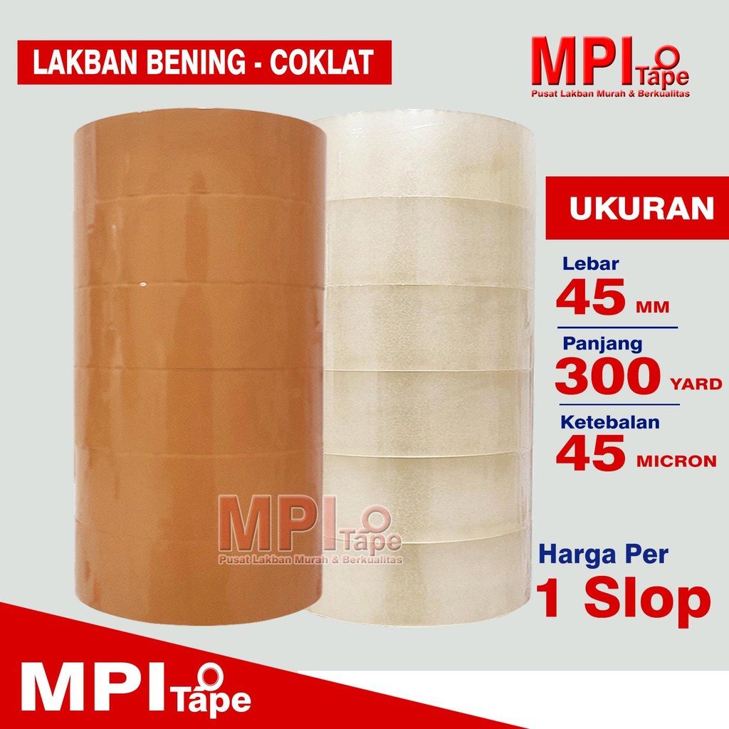 

1 Slop - Lakban Bening - Coklat 45 mm x 300 Yard - Lakban Packing JUMBO - MPI