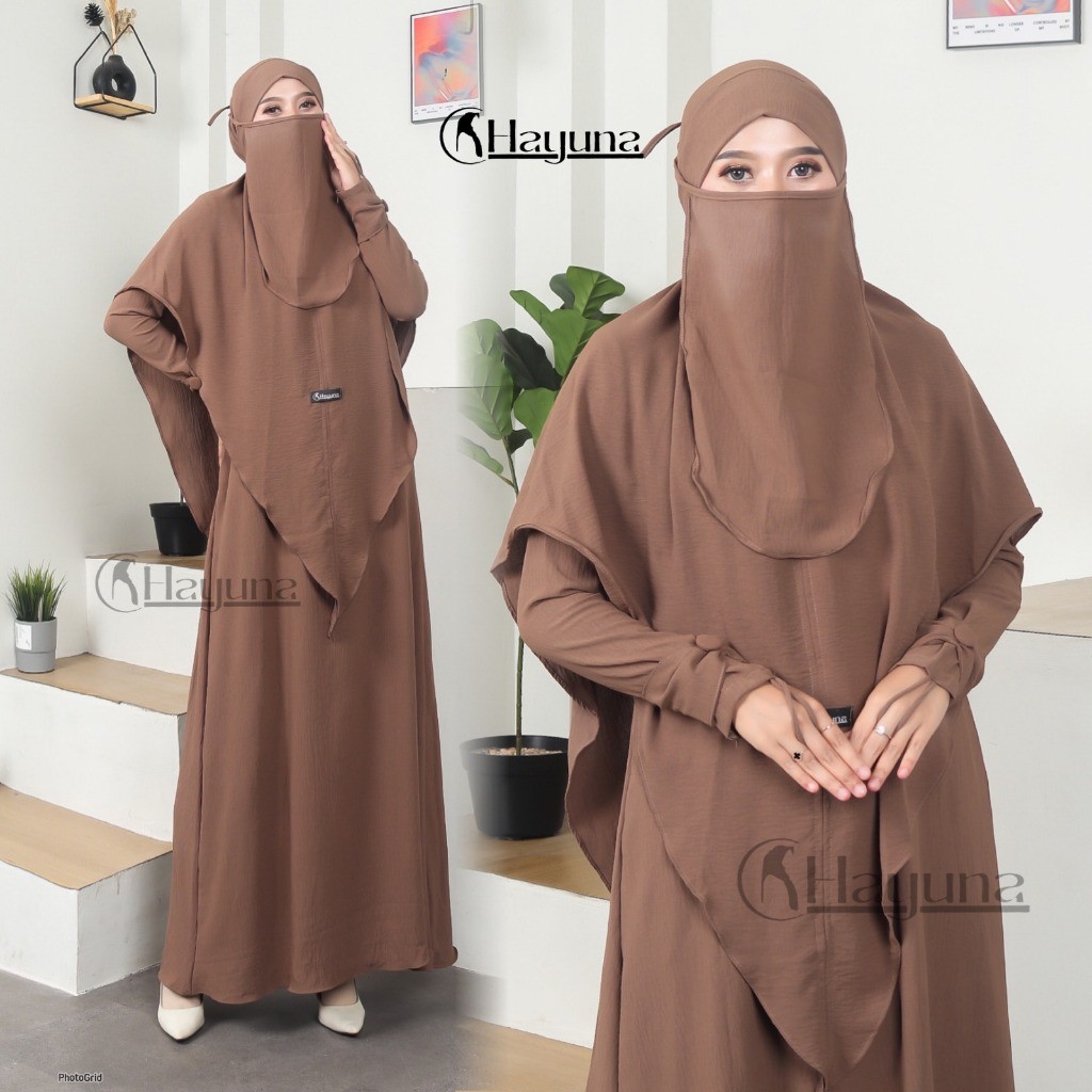 GROHO_SHOP.ID HAYUNA-GAMIS ALYA SATU SET GAMIS DAN HIJAB FREE ( CADAR TALI)