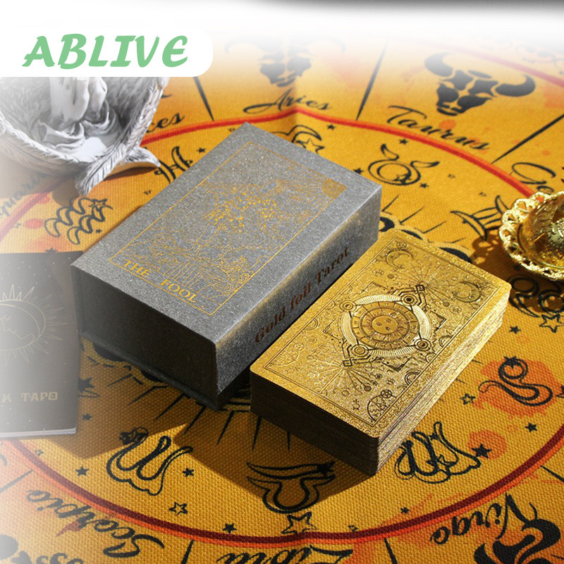 1set Kartu Tarot Tarot Card Dengan Kotak Tarot Kartu Golden Tarot Deck 78+2pcs