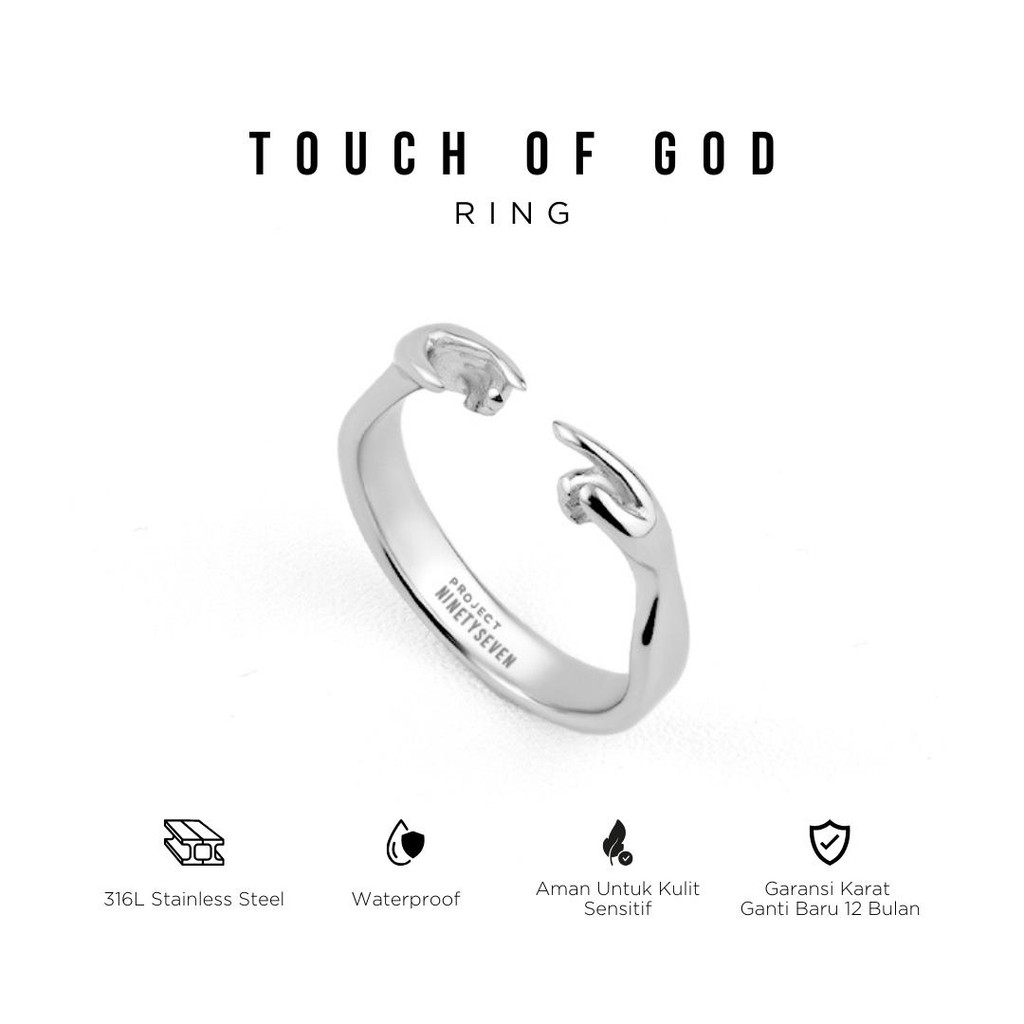 PROJECT NINETYSEVEN - TOUCH OF GOD Ring - Cincin Pria Wanita Anti Karat Premium Mewah Elegan