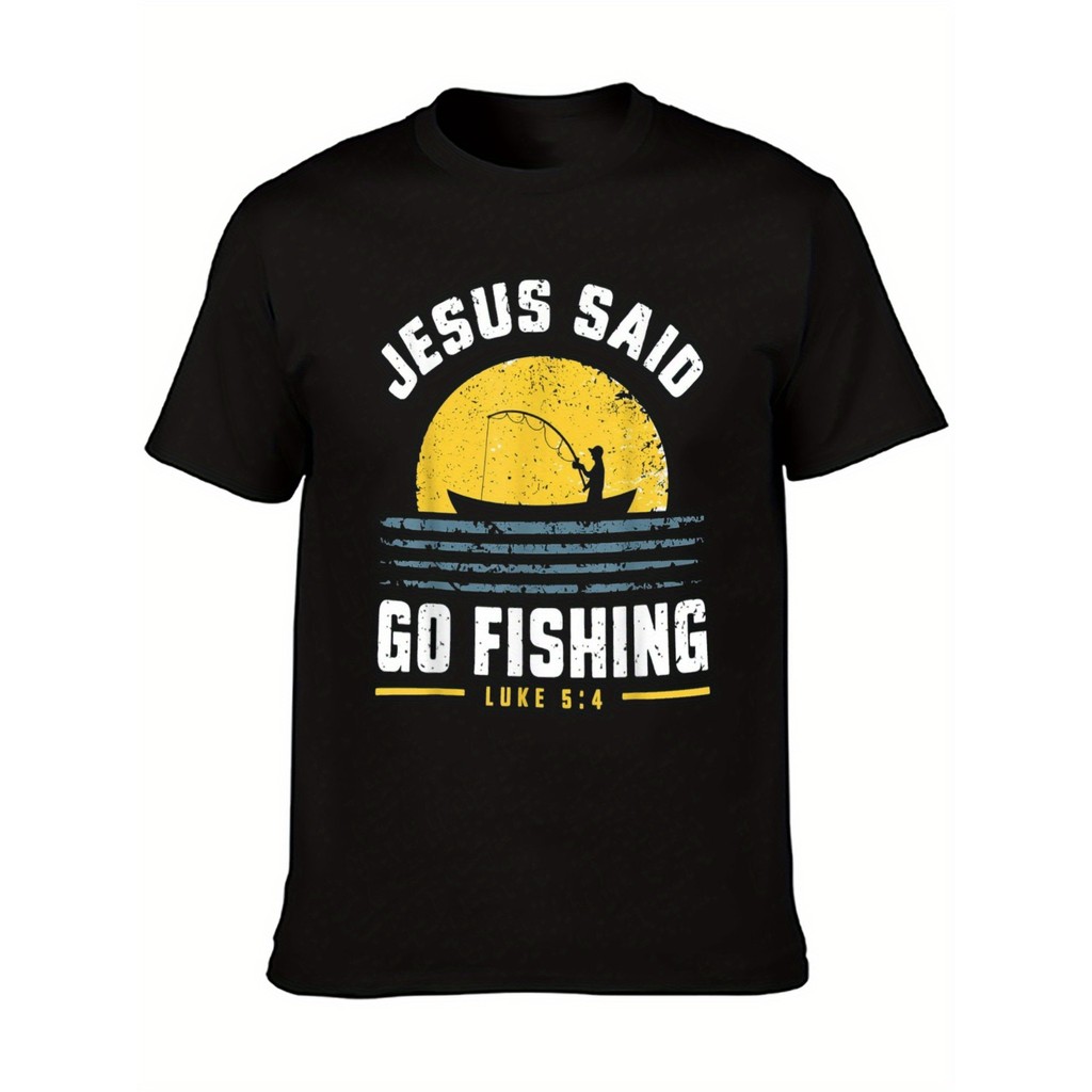 Kaos Kristen Pria Desain Yesus Kristus Memancing Bahan Katun Nyaman Baju Distro Pria Keren Kaos Roha