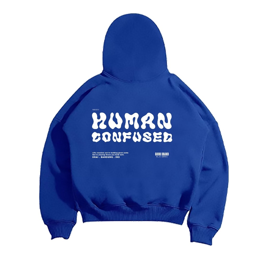 DRAS.id | HOODIE BOXY OVERSIZE BIRU ELEKTRIK BIREL | HUMAN CONFUSED