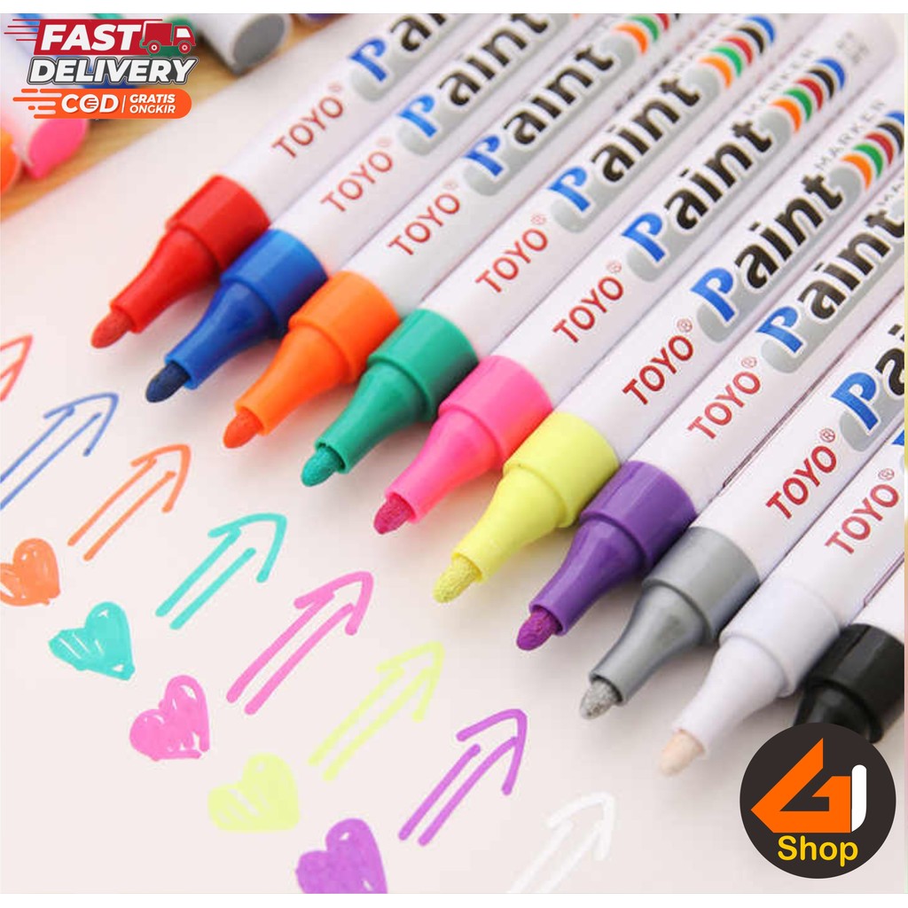 

Spidol TOYO Aneka Warna untuk Ban Kaca Logam Karet Plastik Permanent Marker Tebal dan Tahan Air