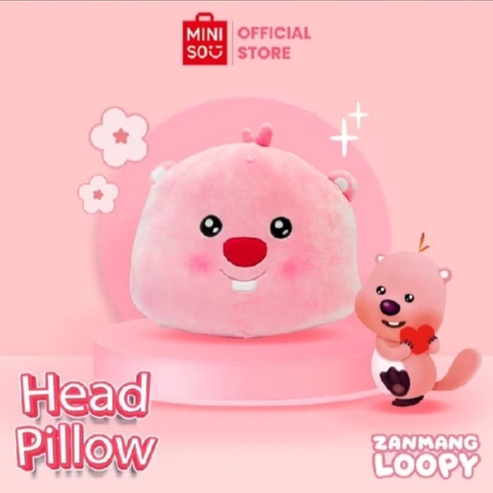 Bantal Loopy Lucu Empuk Dua Sisi - MINISO ZANMANG Loopy Collection Head-Shaped Pillow Plush Toy Bone