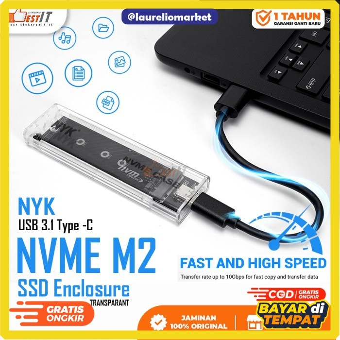 SSD Case SSD Enclosure NVME M2 Transparant S1 NYK Casing SSD