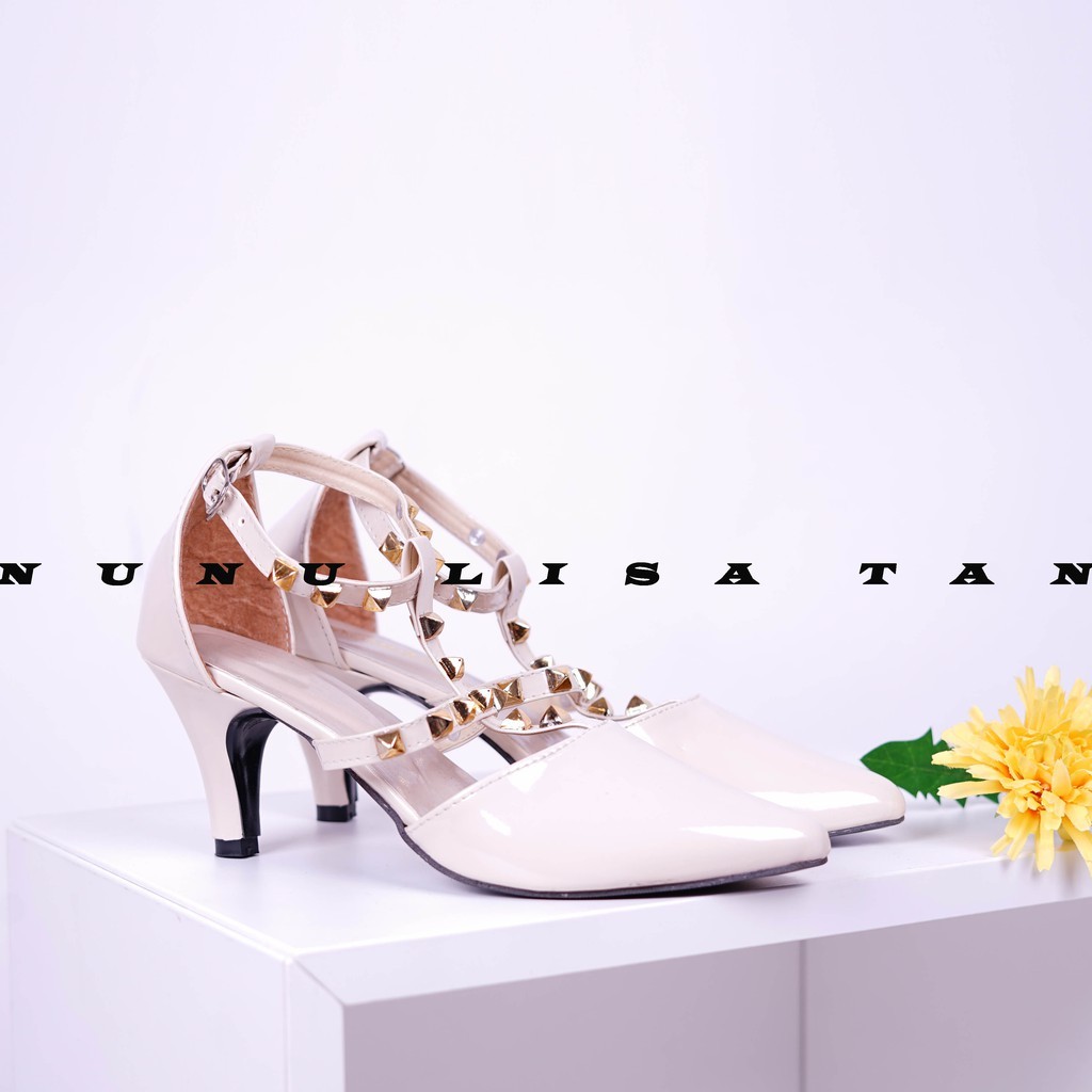 NunuLisaTan - 3 warna Termurah High Heels Wanita Terbaru cantik Sepatu Hak 5cm Klip Klip V01