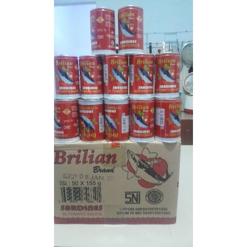 

sarden brilian sauce tomat 155gr paket 20 kaleng