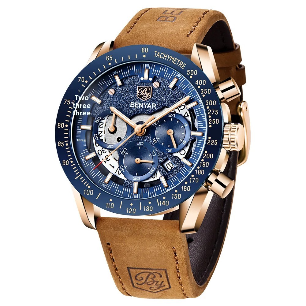 Jam Tangan Pria BENYAR Men's Quartz Watch Calendar Semi Hollow Timer Stopwatch BY-5120 Fashionable T