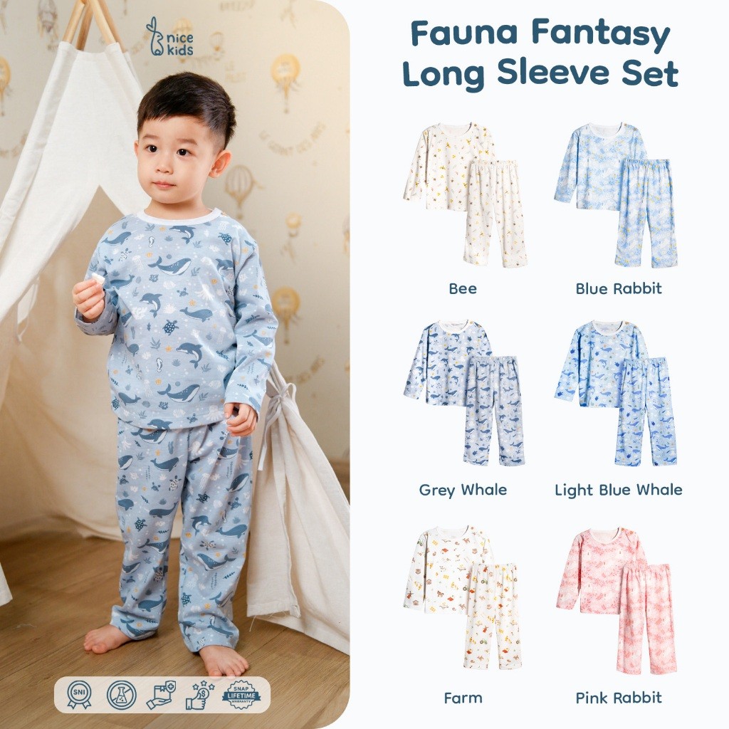 Nice Kids - Long Sleeve Kids Pajamas Fauna & Fantasi Collection Baju Tidur Anak