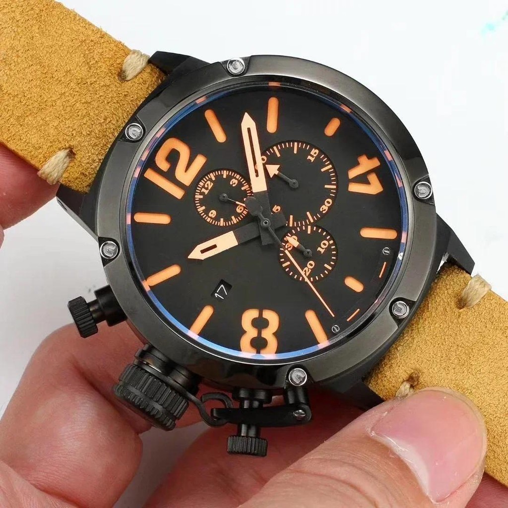 Jam Tangan Pria U72 Chimera Brown Luxury Boat Reloj Hombre Best Quality New Mens Quartz Chronograph 