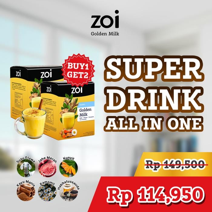 

Beli 1 Box Dapat 2 Box Zoi Golden Milk Susu Herbal Susu Sehat Susu Kambing, Jahe dan Kunyit Isi 20 Sachet