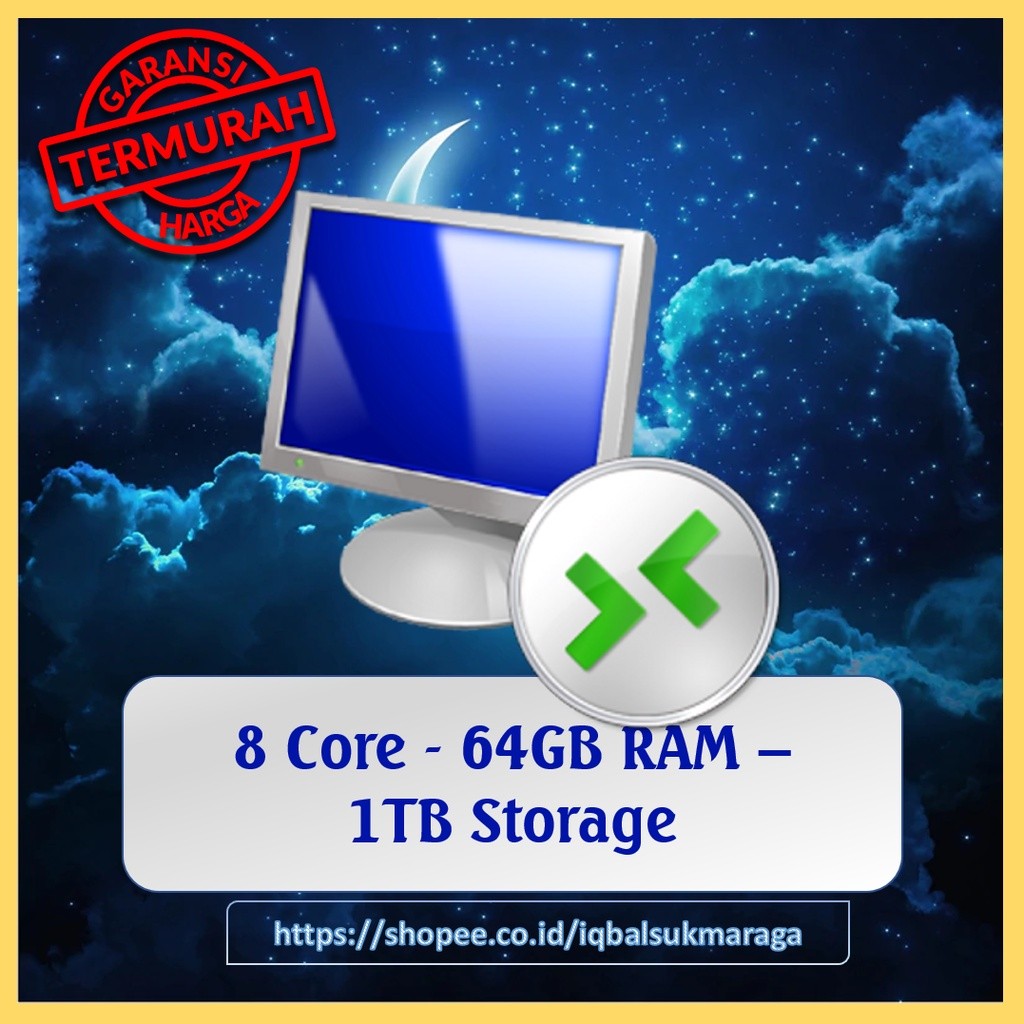 RDP 8 core 64 GB RAM Full Admin Mingguan