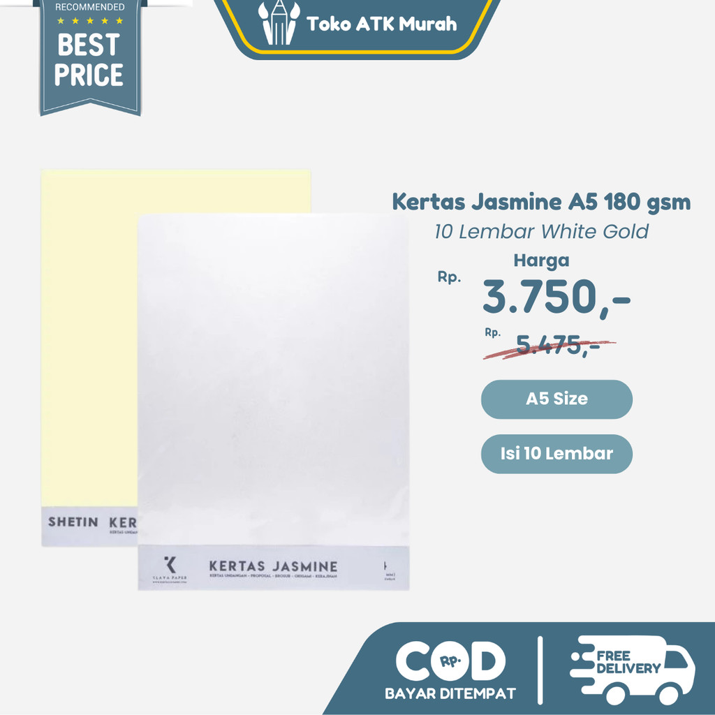 

Ketas Jasmine A5 1 Pak isi 10 lembar 180 gsm