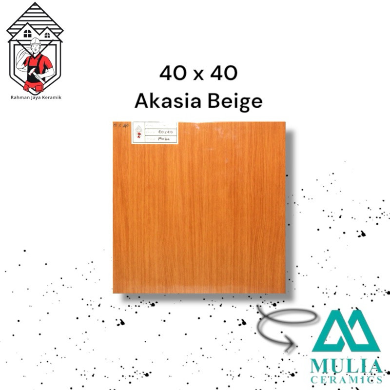 Keramik Lantai 40x40 Akasia Beige  Keramik Mulia Ceramic Model Kayu Glossy Grade A Isi 6pcs