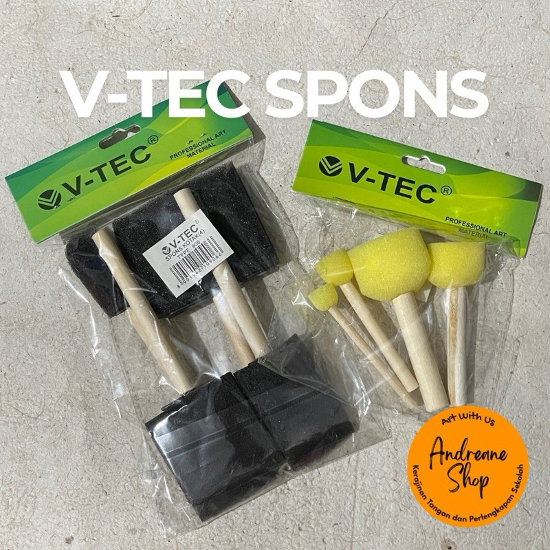 V-Tec Spons Foam Brush Set Isi 4 – Kuas Busa Multifungsi untuk Lem, Cat, dan Varnish