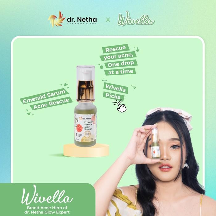 Produk Soothing Emerald Acne Serum - dr. Netha Skincare | Treatment Berjerawat Niacinamide