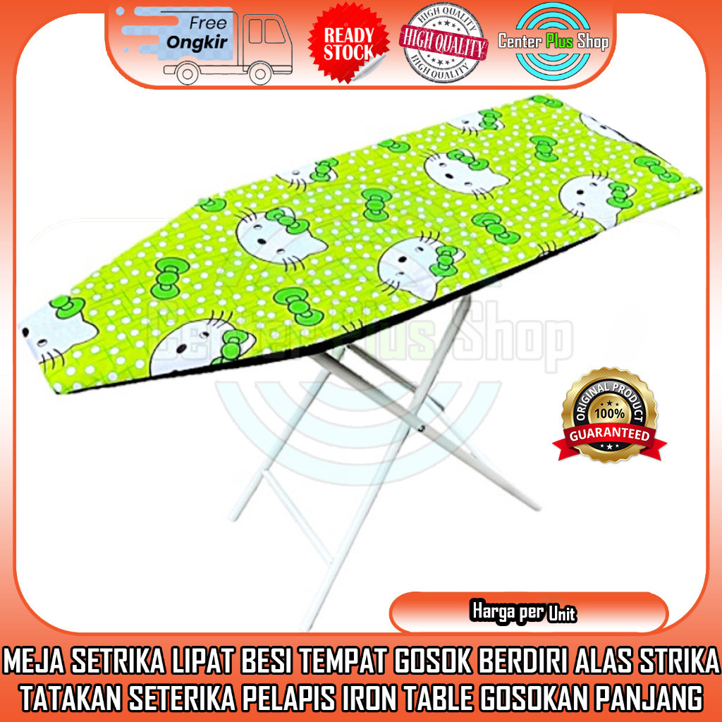Meja Lipat Setrika Berdiri Serba Guna Papan Multiplek Kaki Besi Panjang Seterika Gosok Gosokan Baju 