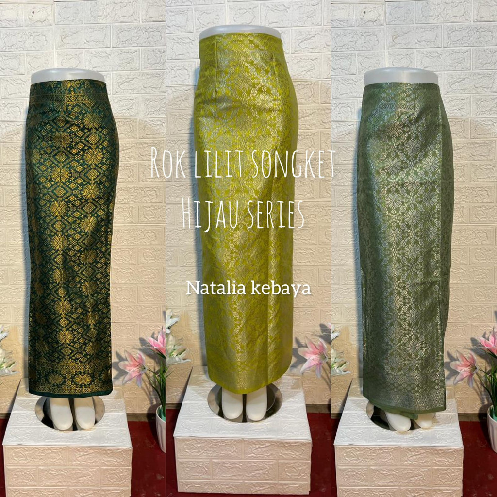 HEMATIN NATALIA KEBAYA Rok Lilit Songket Tenun || Hijau Series || Bawahan Kebaya Lilit Modern || Son