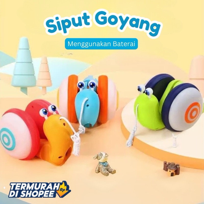 TOYFY Mainan anak SIPUT TARIK GOYANG siput berjalan/ mainan tarik siput goyang musik dan lampu