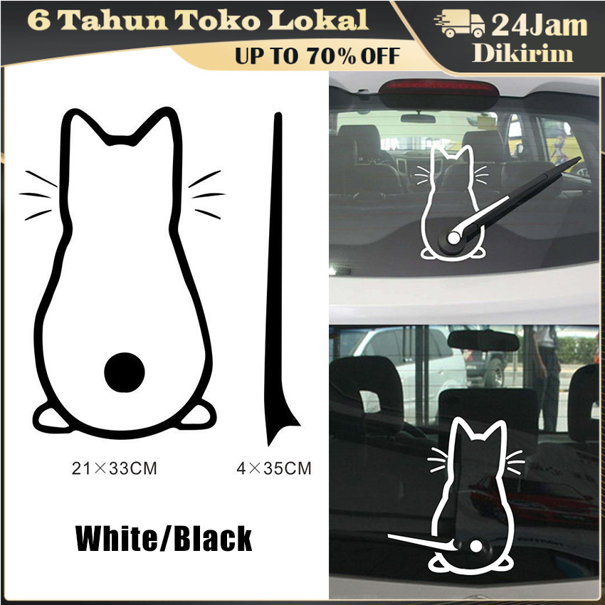 Stiker Wiper Mobil Kucing Interaktif / Stiker Cutting Kucing Sticker Untuk Wiper Belakang Kaca Mobil